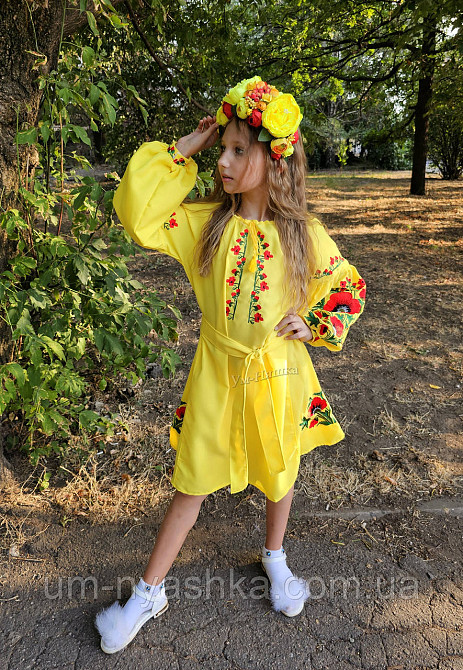 Платье вышиванка желтая с маками для девочки Кривой Рог - изображение 6