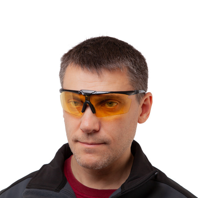 Очки защитные, желтые, линзы поликарбонат, заушники поликарбонат черные, противоударные, оптический класс 3 INTERTOOL SP-0091 Киев - изображение 4