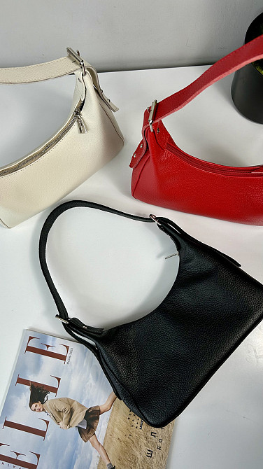 Женская кожаная сумочка, Стильная сумка из натуральной кожи, Маленькая черная сумка на плечеMasterSem Киев - изображение 3