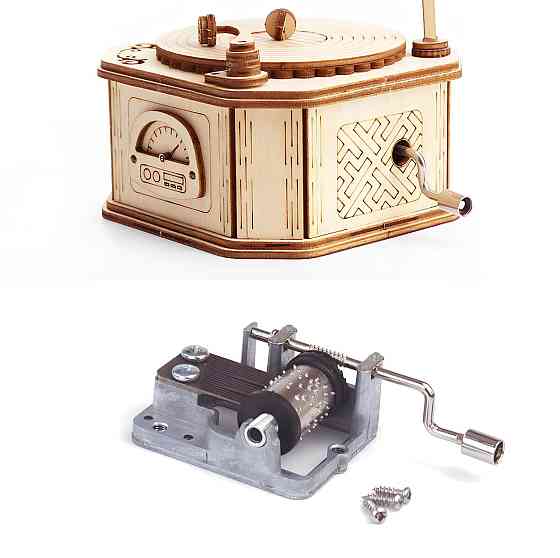 Дерев'яна музична скринька Грамофон з мелодією Бетховен – До Елізи (Beethoven – Fur Elise) 90х90х178 мм Київ