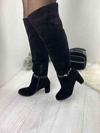 Ботфорти жіночі KLUCHINI 3766 чорні (весна-осінь, замша натуральна) (2945) Коломия