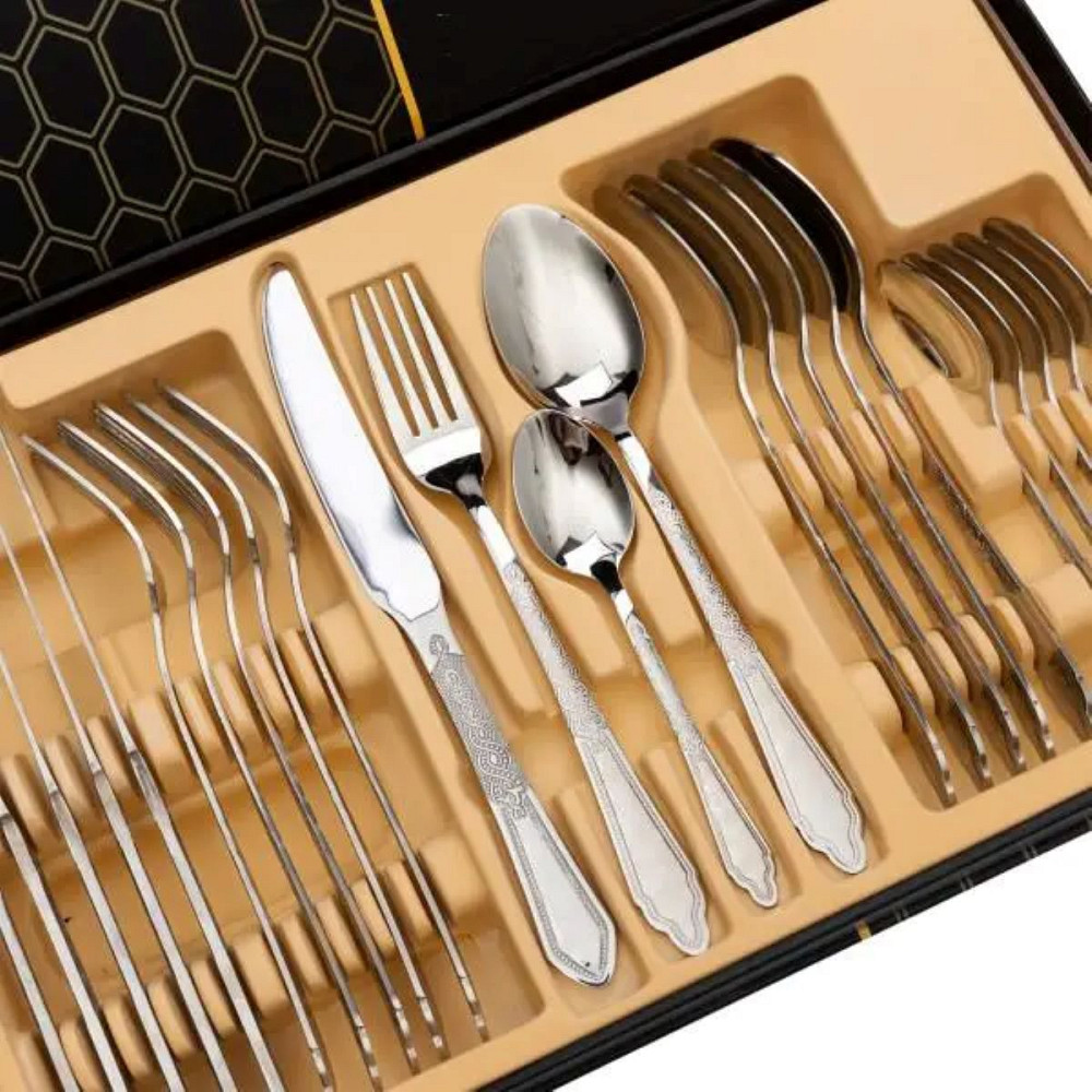 Yiwu Набір столових приборів золото на 6 персон комплект столових приборів 24 предмети Срібло H Киев - изображение 5