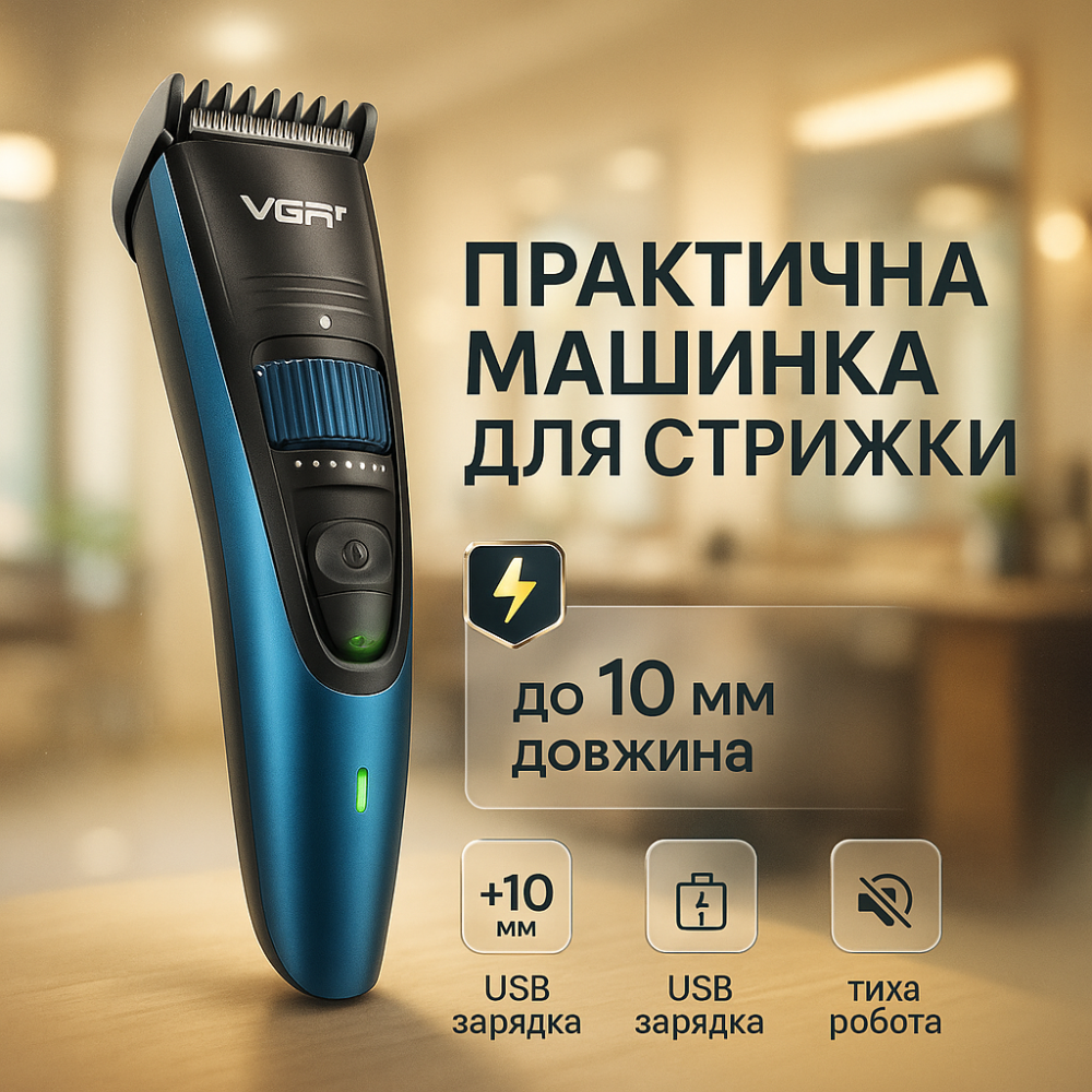 Парикмахерская машинка аккумуляторная профессиональная VGR, Машинка для стрижки головы UQ-89 Львов - изображение 17