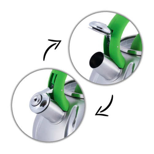 Чайник 3л із нержавіючої сталі зі свистком і скляною кришкою (ручки: зелена, синя, дерево) KAMILLE 0 Житомир - фото 11