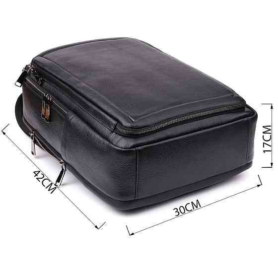 Багатофункціональний рюкзак для чоловіків з натуральної шкіри Vintage 23044 Чорний Київ