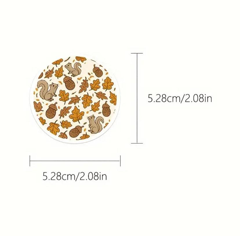 Осінні веселі наклейки з твариними, осінні стікери, Водонепроникні вінілові наклейки для Пляшки Води Київ - фото 3