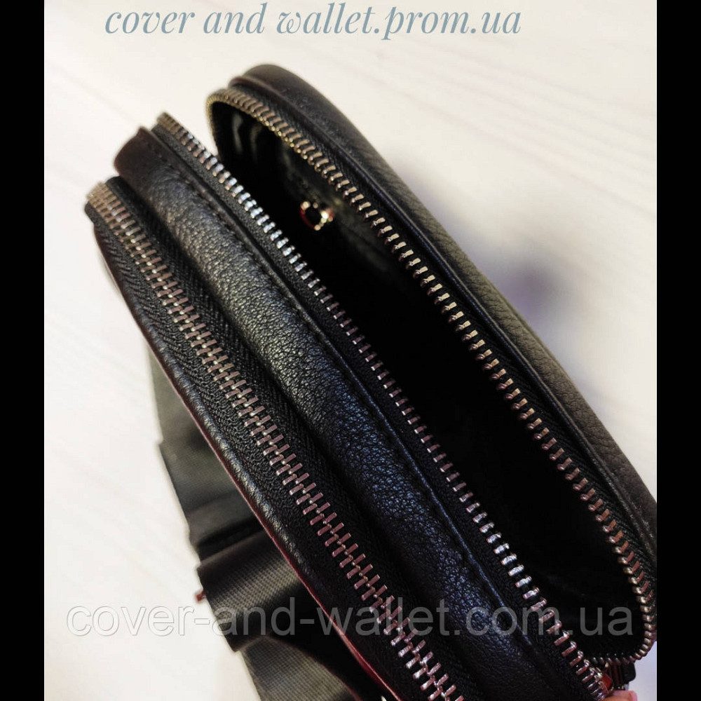 Мужская кожаная сумка на две молнии с клапаном на магнитах Marco Coverna 1538-40L Киев - изображение 13