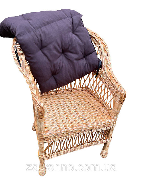 Кресло из лозы плетеное с коричневой подушкой Киев - изображение 5