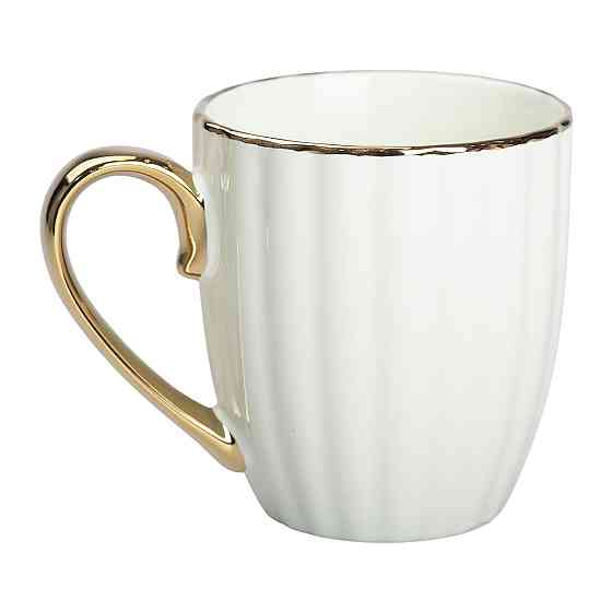 Чашка порцелянова із золотим обідком і золотою ручкою 420 (мл) М'ятний RX-N240629M Коломия