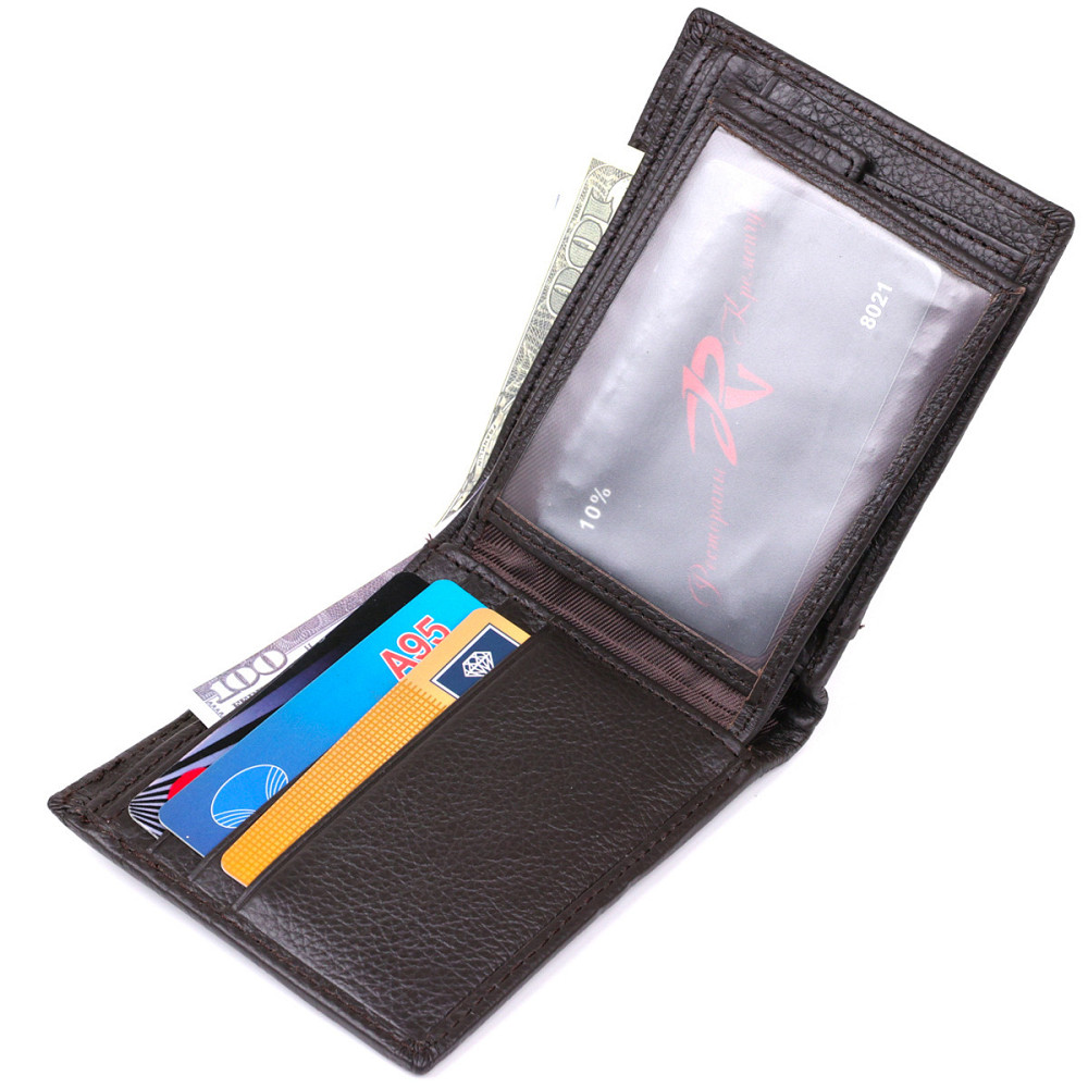 Кожаный мужской кошелек Коричневый (Vintage) Киев - изображение 9