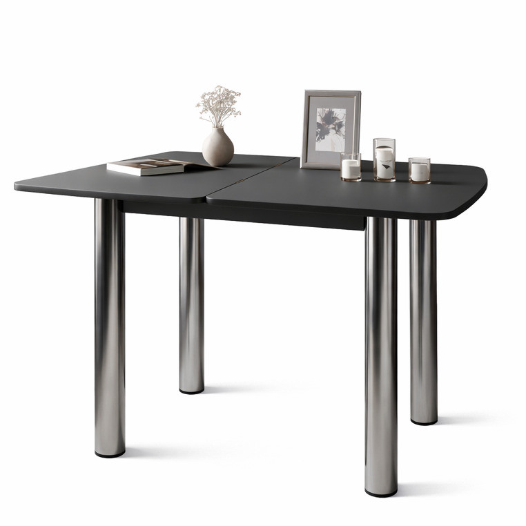 Обеденный стол раскладной LION Нота черные ножки Самоа дымчатый 60x90/90x120 (LION-045133) Львов - изображение 3