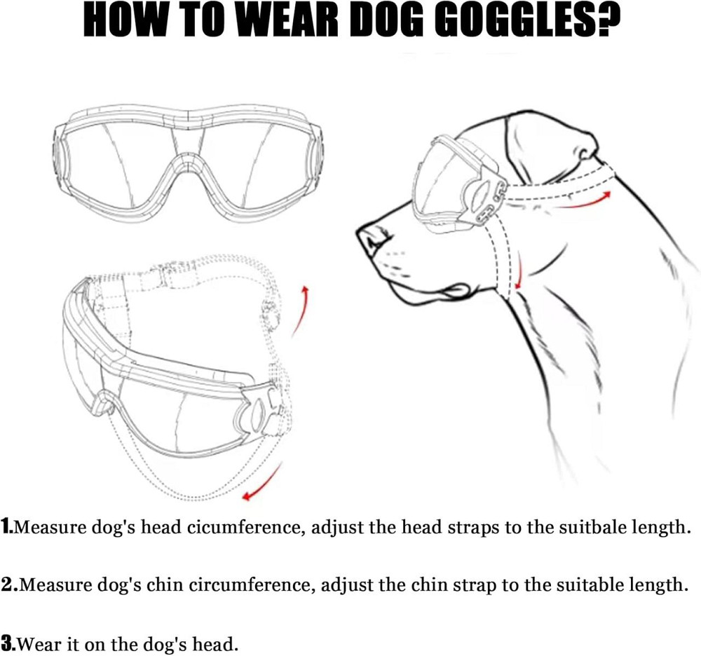 Захисні окуляри для собак з УФ-захистом, регульовані, вітрозахисні, водонепроникні, проти запотівання, для великих порід Київ - фото 8