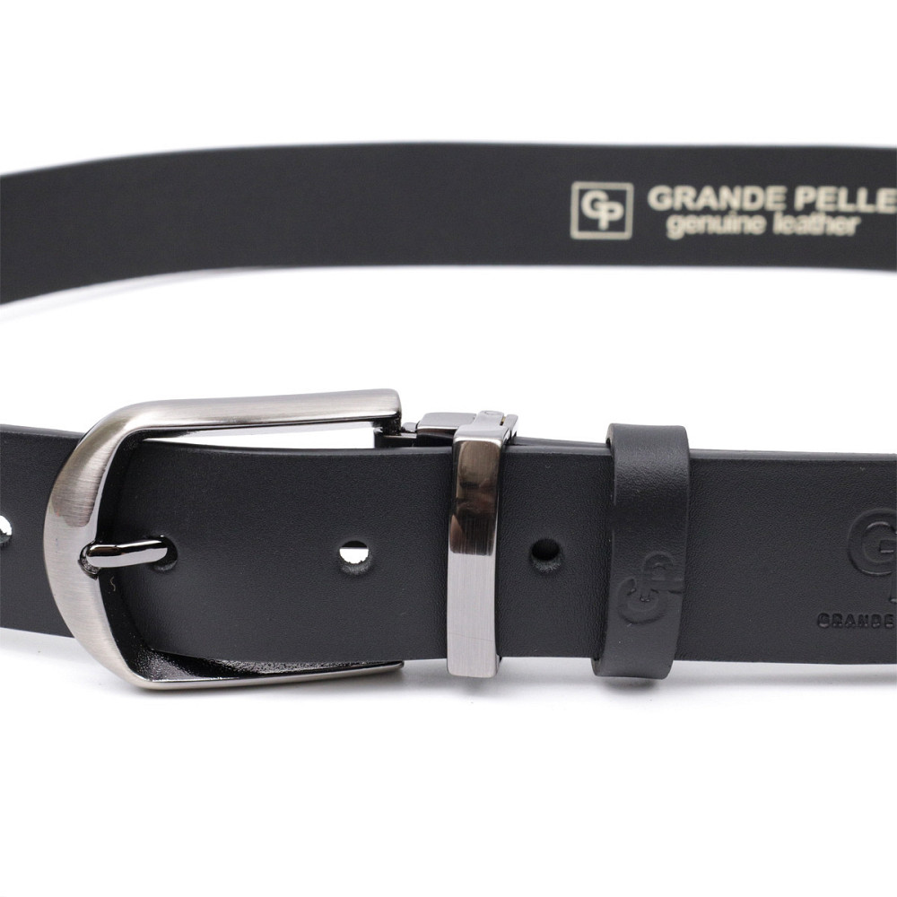 Практичный брючный пояс для мужчин из натуральной кожи Черный (GRANDE PELLE) Киев - изображение 9