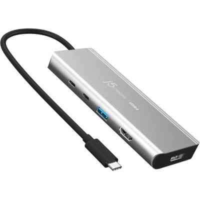 Концентратор J5create USB-C 7-in-1 USB 3.2 + USB-C PD + HDMI 4K + DisplayPort + SD/TF gray (JCD401-N) Винница