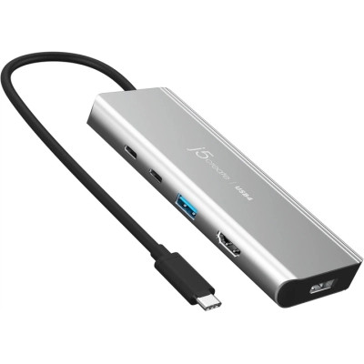 Концентратор J5create USB-C 7-in-1 USB 3.2 + USB-C PD + HDMI 4K + DisplayPort + SD/TF gray (JCD401-N) Винница - изображение 1