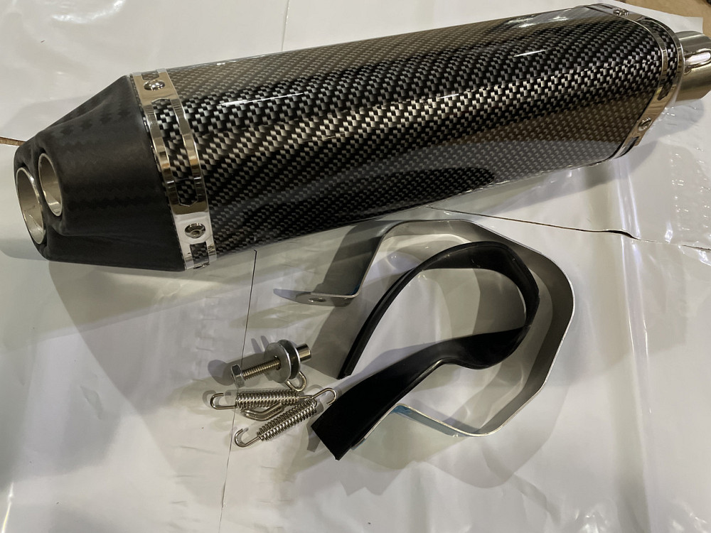 Глушник (тюнінг) 460*13 см (нержавіюча сталь, три-овал, карбон світлий, прямоток, mod:2) 118 Мукачево - фото 1