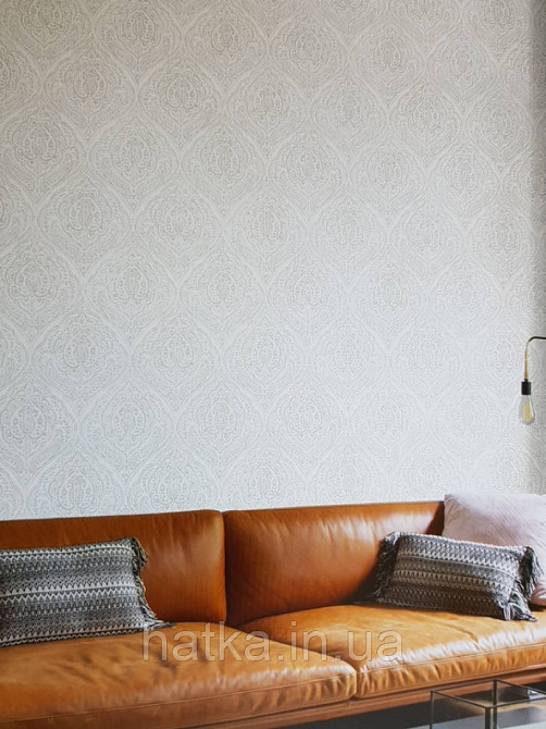 Текстильні шпалери на флізеліновій основі Cador Rasch Textil 086705 вензелі сірі білі срібло Київ - фото 1