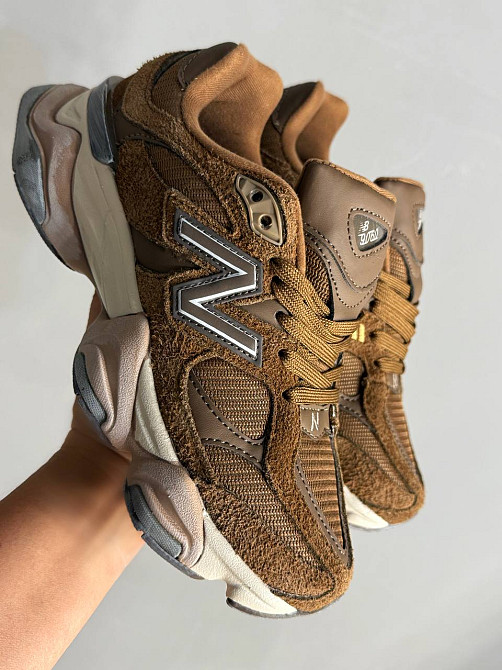 Кроссовки женские и мужские NB 9060-6 замша с сеткой потертые унисекс коричневые, 38, 24 см Киев - изображение 1