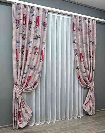 Комплект готових штор VR-Textil Фотоштори Лондон № 913ш Різнобарвний 150х270 см 2 шт (30-038) Київ