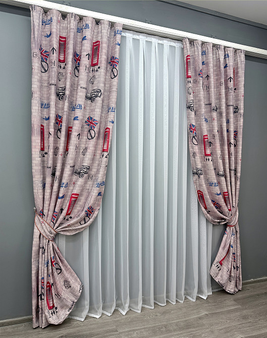 Комплект готових штор VR-Textil Фотоштори Лондон № 913ш Різнобарвний 150х270 см 2 шт (30-038) Київ - фото 3