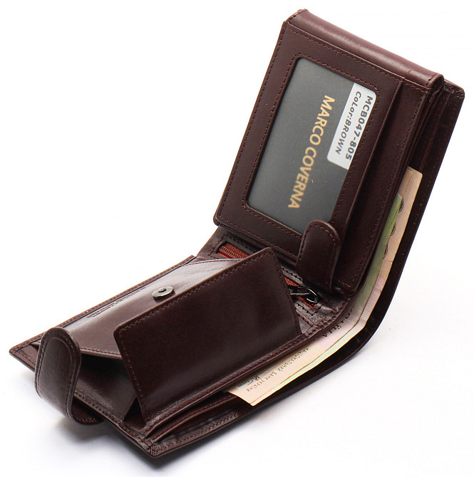 Коричневе шкіряне чоловіче портмоне з відділеннями для документів Marco Coverna MCBK010-805 Київ - фото 7