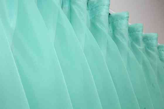 Кухонні шторки VR-Textil № 060к "Дует" з підв'язками бірюзовий з білим 330х170 см (50-323) Київ