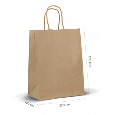 Пакет прямоугольное дно, крафт бурый, 220х120х290, 70г/м2, с ручкой (50шт) Павлоград