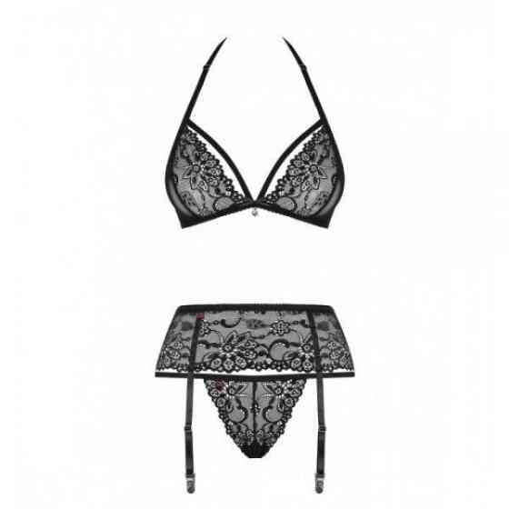 Комплект с поясом для чулок Obsessive 838-SEG-1 3 pcs set black S/M Sex Aura Киев