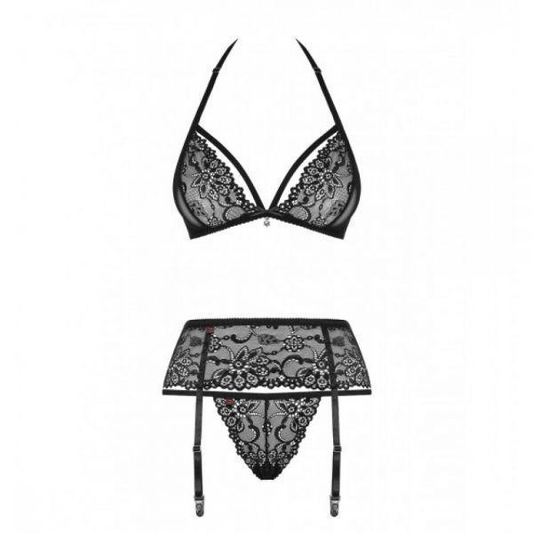 Комплект с поясом для чулок Obsessive 838-SEG-1 3 pcs set black S/M Sex Aura Киев - изображение 3