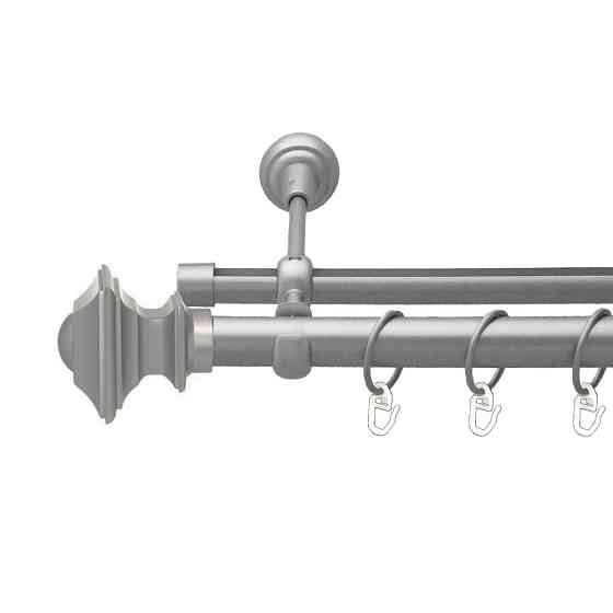 Карниз Orvit Борджеза металевий дворядний опозитний гладка \ профільна труба кільце металеве Сатин 25\19 мм Львов