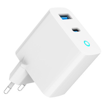 Зарядное устройство Gembird 1xUSB-C PD30W + 1xUSB QC3.0 LED white (TA-UC-PDQC30L-W-01) Винница - изображение 2