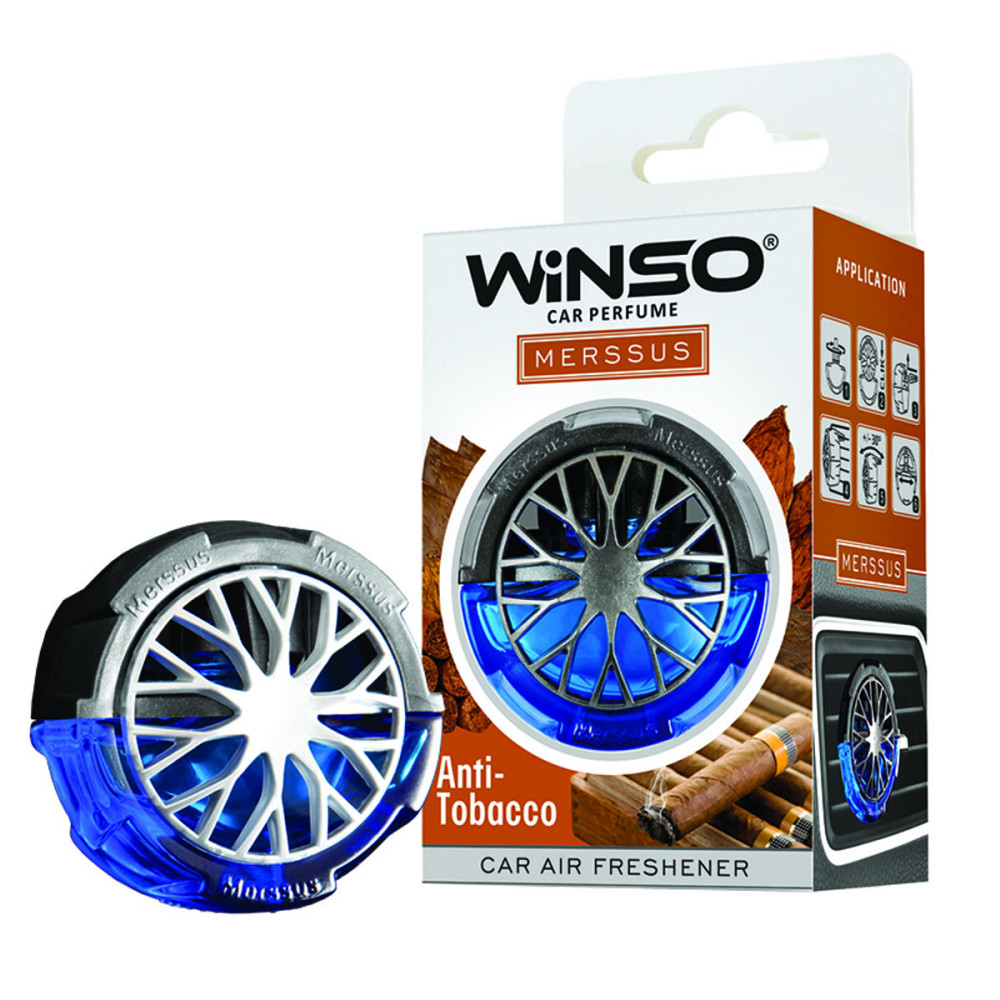Освежитель воздуха WINSO Merssus на дефлектор с регулировкой интенсивности 18мл Anti Tobacco Київ - фото 1