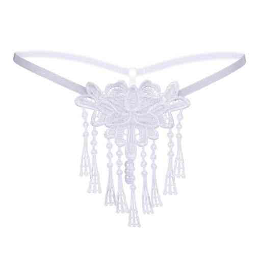 Еротичні стрінги з бусинками білі - розмір універсальний (на резинці), 15% нейлон, 85% поліестер Київ