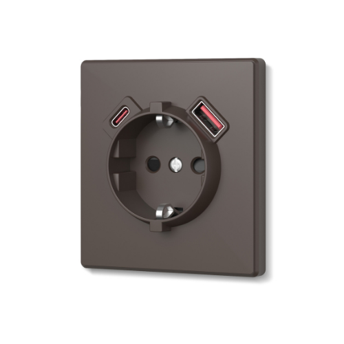 Розетка одинарна з/з USB-A+C 20W моко VIDEX NOTA (VF-NT-SK1GUC-BR) Житомир - фото 2