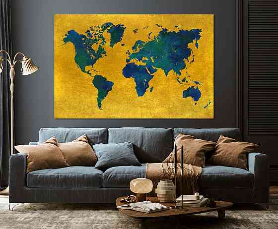 Картина полотно у вітальню / спальню   Мапа Світу MLP_371 ( 60х30см ) 90х180см Київ