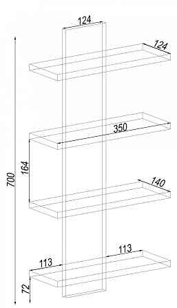 Полиця навісна ПН-5, Антрацит, 350/140/700 Львів
