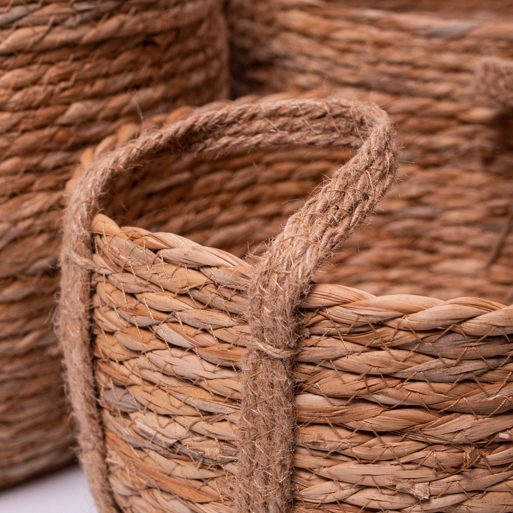 Yiwu Набір кошиків для зберігання речей 3 (шт) універсальні плетені 3/6/9 літрів Коричневий HP- Київ - фото 4