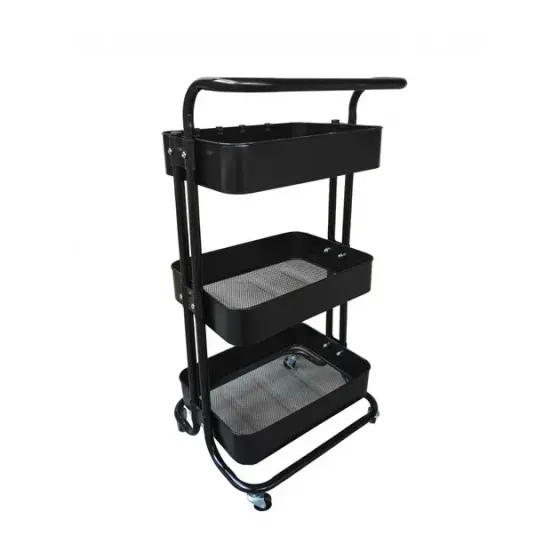 Стеллаж этажерка с полками на колесах ZM-1670 черный Коломия