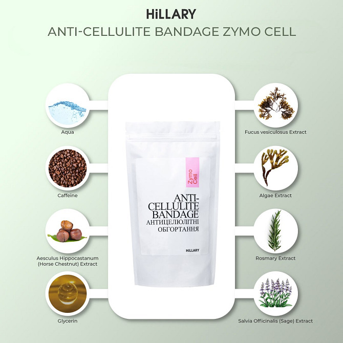 Набір Антицелюлітні ензимні обгортання + рідина Anti-cellulite Zymo Cell (12 процедур) Hillary Вінниця - фото 11