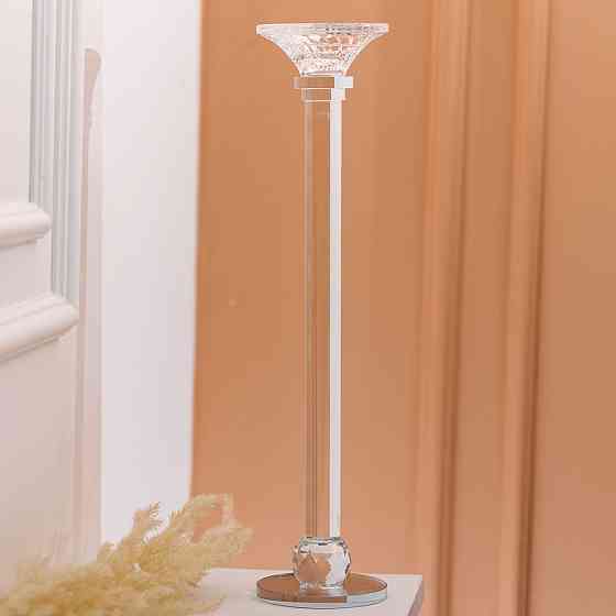 Yiwu Підсвічник скляний на тонкій ніжці 9×39 см прозорий декоративний підсвічник на стіл HP-4-9 Киев
