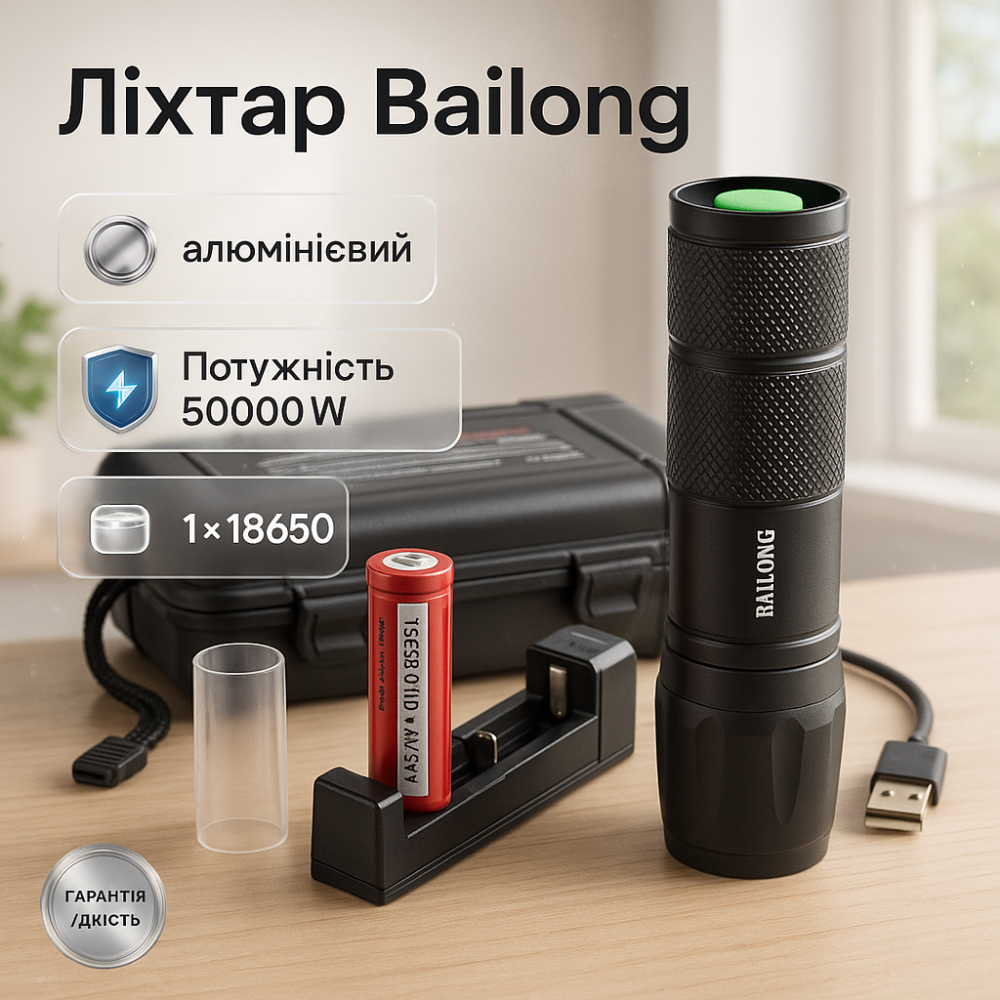 Кишеньковий тактичний ліхтар BL-1831 T6 Police, Компактний акумуляторний ліхтар військовий зсу UJ-18 Львів - фото 16