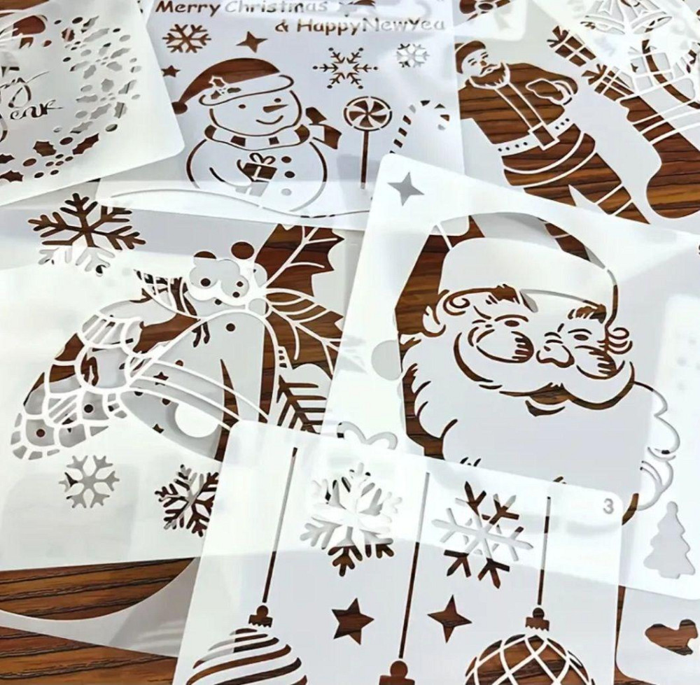 Набор трафаретов новогодних 12 штук 10 на 10 см серый Киев - изображение 4