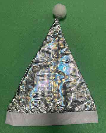 Новогодняя шапка серая блестящая для детей и взрослых - размер окружности около 56 см, текстиль Киев