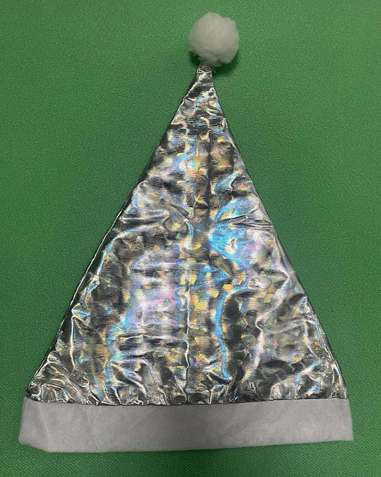 Новогодняя шапка серая блестящая для детей и взрослых - размер окружности около 56 см, текстиль Киев - изображение 1