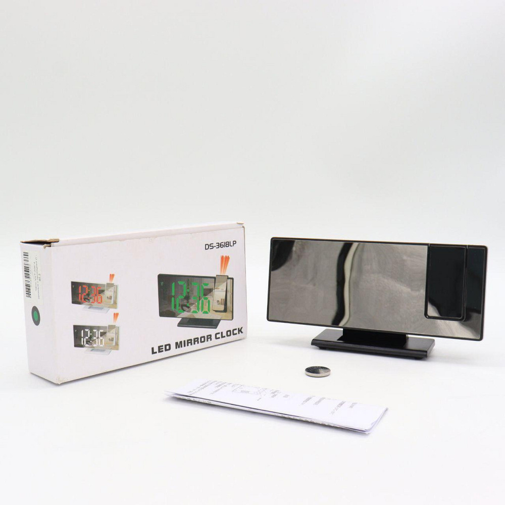 Зеркальные LED часы с проекцией времени, DS-3618LP, Черные / Настольные электронные часы с будильником Киев - изображение 9