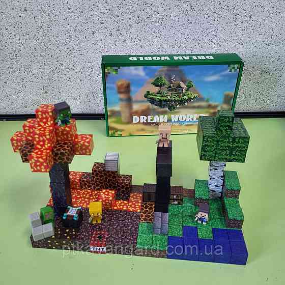 Магнітний конструктор Minecraft два біоми 164 магнітних блоків + 5 фігурок Dream World LZCK 078 Хмельницький