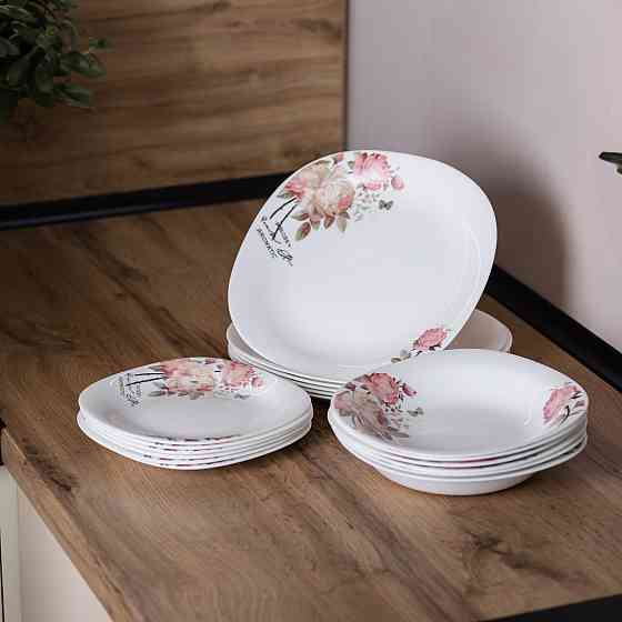 Yiwu Столовий сервіз порцелянаовий на 6 персон 18 тарілок білий HP-7-714 Киев