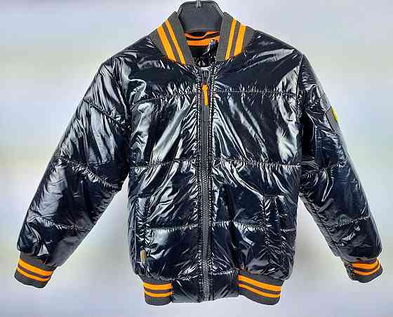 Демисезонная черная куртка бомбер под резинку унисекс 104,152 Николаев