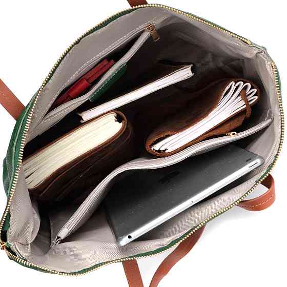 Яркая двухцветная женская сумка из натуральной кожи Зеленый (Vintage) Киев