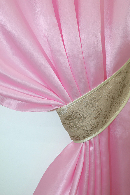 Кухонные шторы VR-Textil № 073к с ламбрекеном и подхватами розовый с бежевым 270х170 см (52-0291) Киев - изображение 3